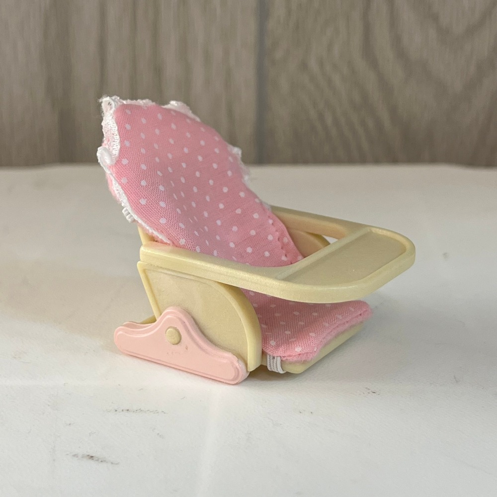 Calico Critters Baby Bath Chair Pink Polka Dot Lace Miniature Nursery Furniture